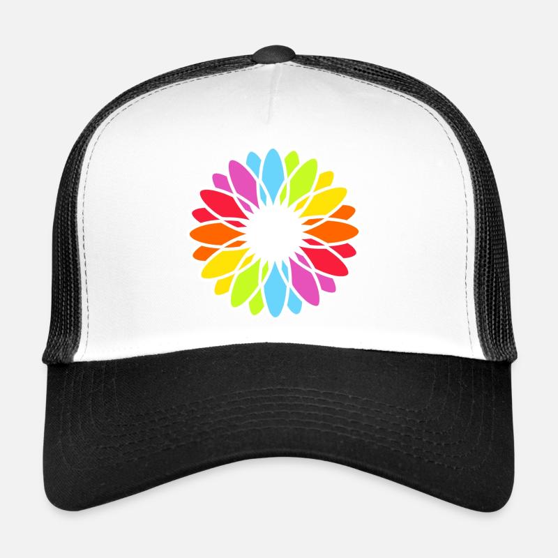 Mandala de fleurs arc-en-ciel Casquette trucker 