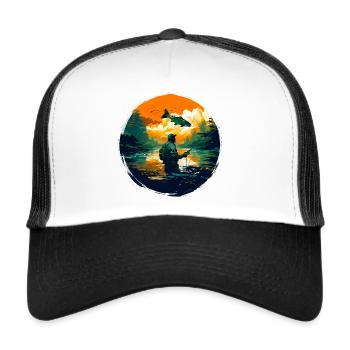 Truite pêcheuse - Casquette trucker  - blanc/noir - Devant