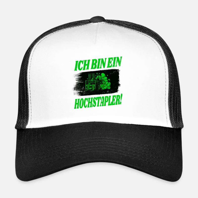 Gabelstapler Design - Trucker Cap - Weiß/Schwarz