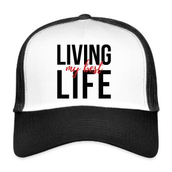LIVING MY BEST LIFE - Trucker Cap - Weiß/Schwarz - Vorne