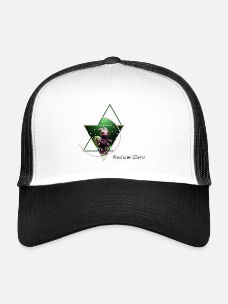 Hybride tortue-écureuil - Casquette trucker  - blanc/noir - Devant