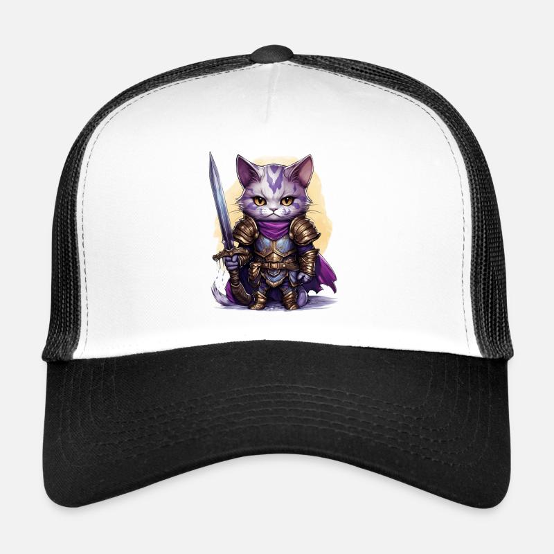 Chat en équipement de chevalier avec épée longue, AI Gen Casquette trucker 