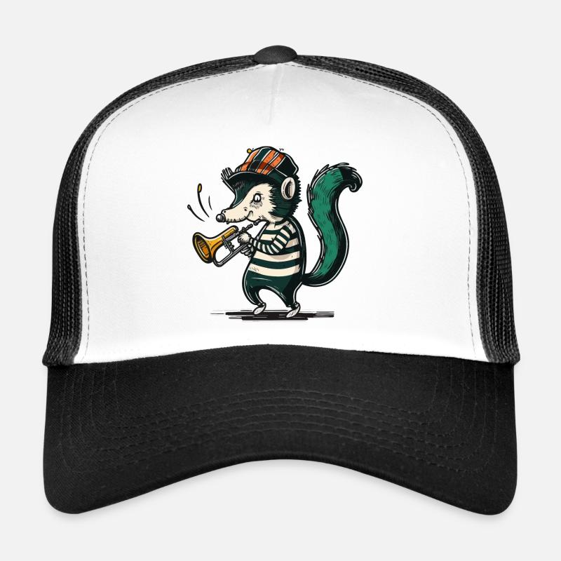 Stinktier-Trompeter - Trucker Cap - Weiß/Schwarz