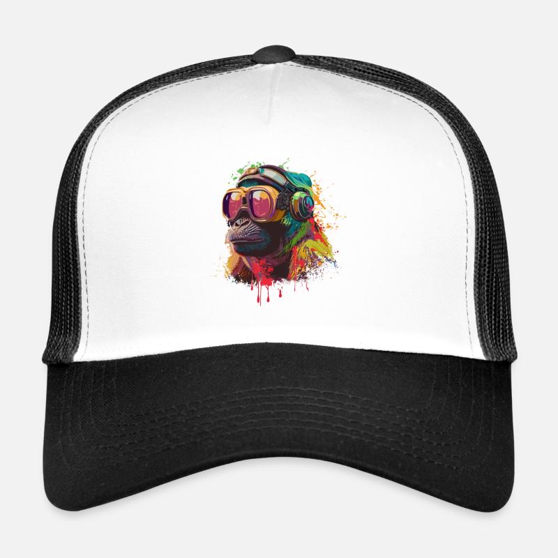 Affen-Straßenkunst - Trucker Cap - Weiß/Schwarz