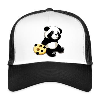 Mignon ours panda avec des biscuits - Casquette trucker  - blanc/noir - Devant