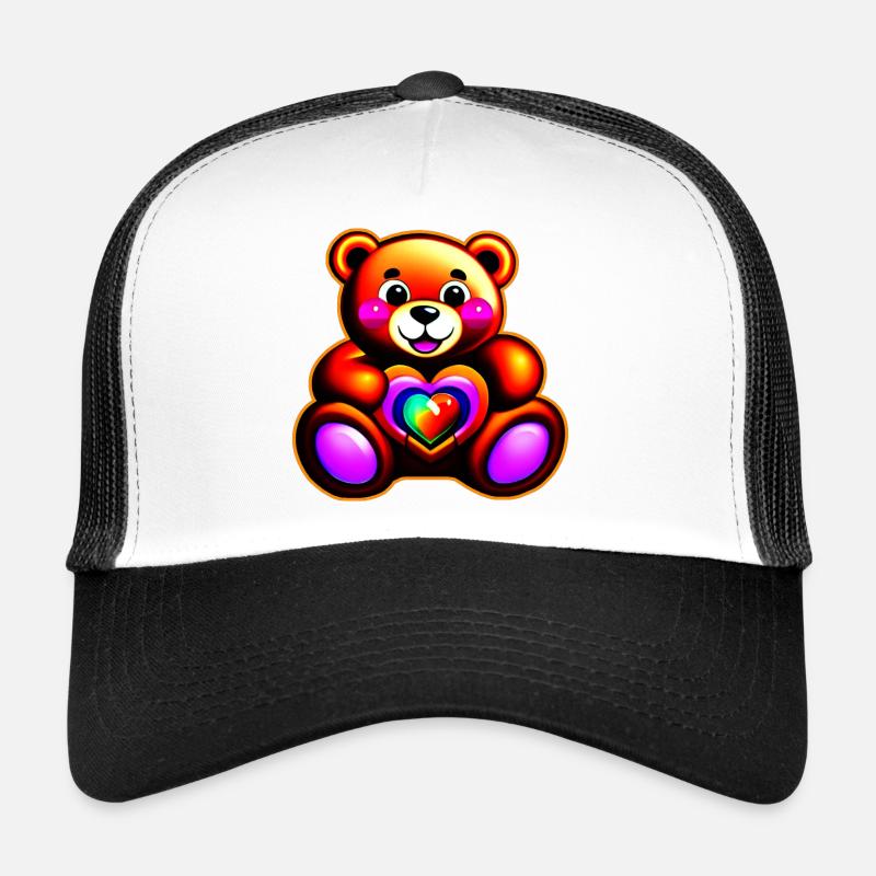 Süßer Teddybär mit Herz in bunt regenbogenfarben Trucker Cap