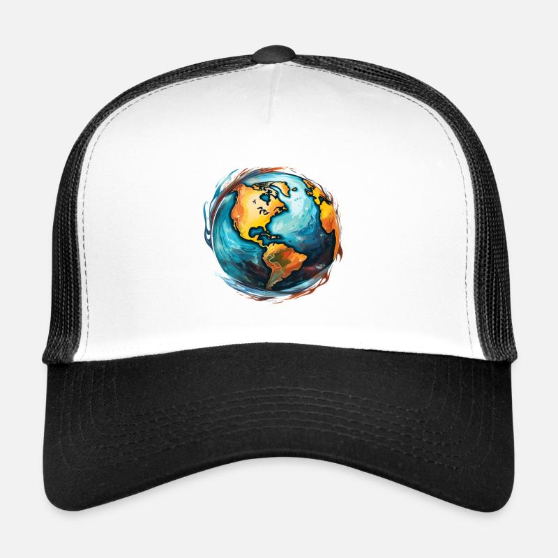 Globe en mouvement - Casquette trucker  - blanc/noir