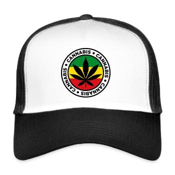 cannabis premium quality natural product hemp 420 - Trucker Cap - Weiß/Schwarz - Vorne