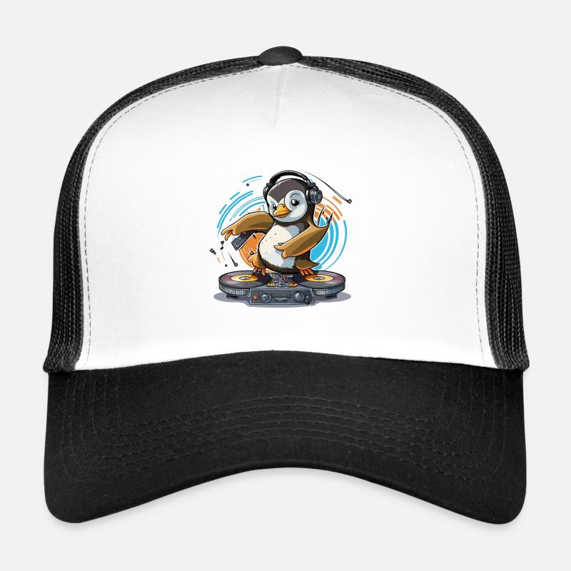 Funky Penguin DJ - Casquette trucker  - blanc/noir