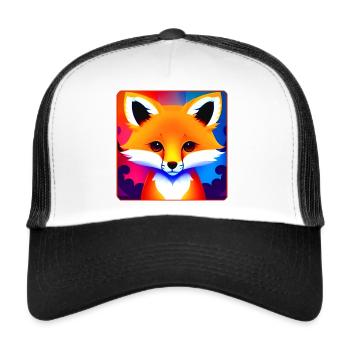 Niedlicher bunter Fuchs - Trucker Cap - Weiß/Schwarz - Vorne