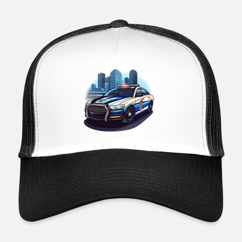 Polizei Auto - Trucker Cap - Weiß/Schwarz
