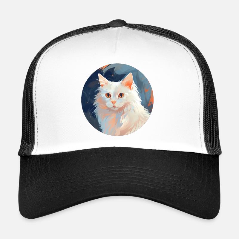 Turkish Angora Cat - Trucker Cap - white/black