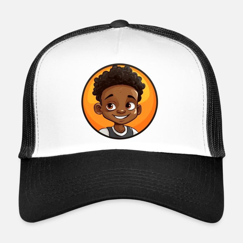 Afro Schwarz Kind Junge Mädchen Empowerment Mädche - Trucker Cap - Weiß/Schwarz