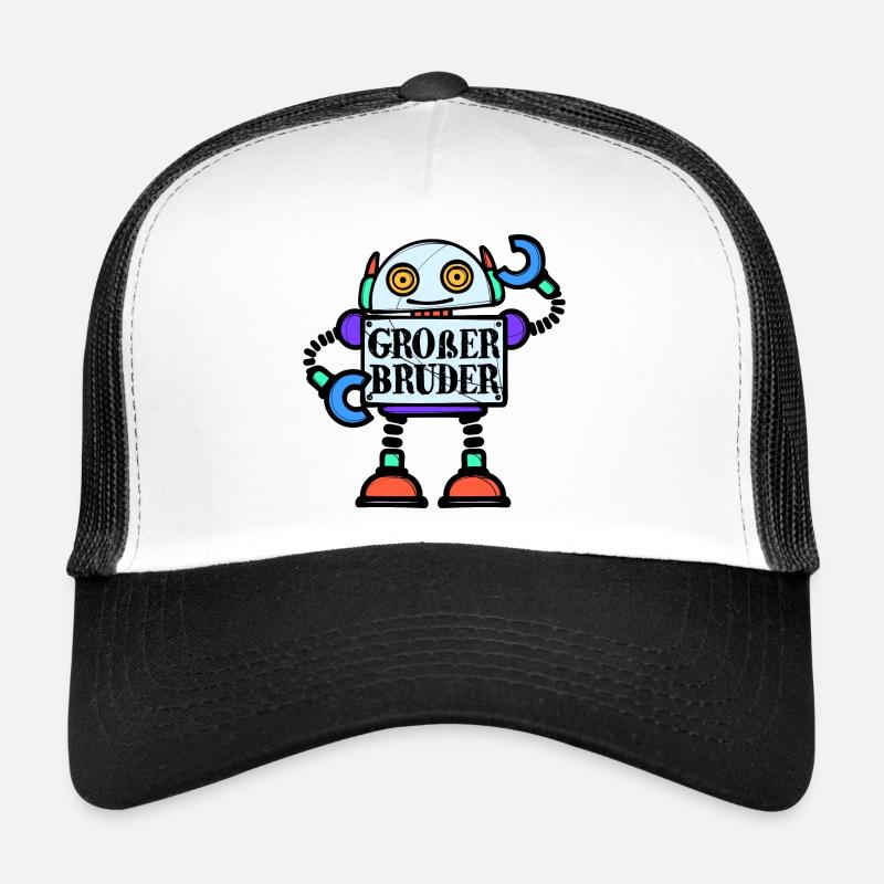 Geschwister Spruch Stolzer Großer Bruder Bro - Trucker Cap - Weiß/Schwarz