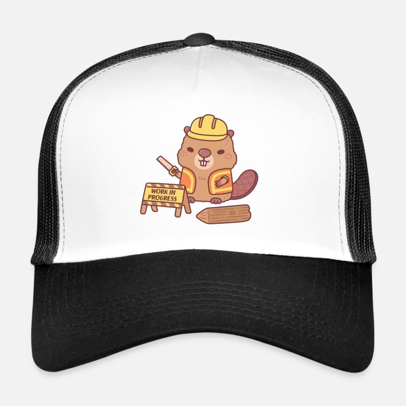 Niedliche Biberbau-Karikatur In Arbeit Trucker Cap