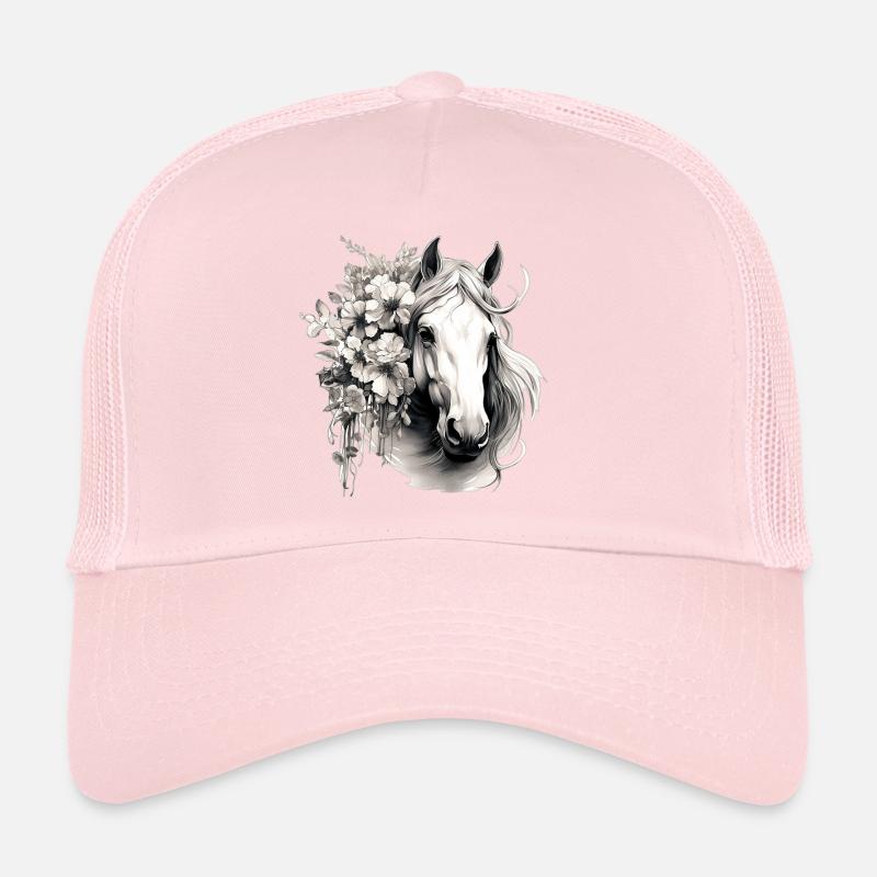 Cheval avec des fleurs Casquette trucker 