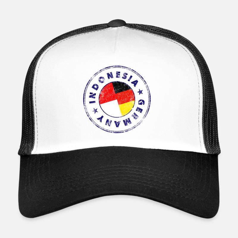 INDONESIA GERMANY Stamp - Trucker Cap - Weiß/Schwarz