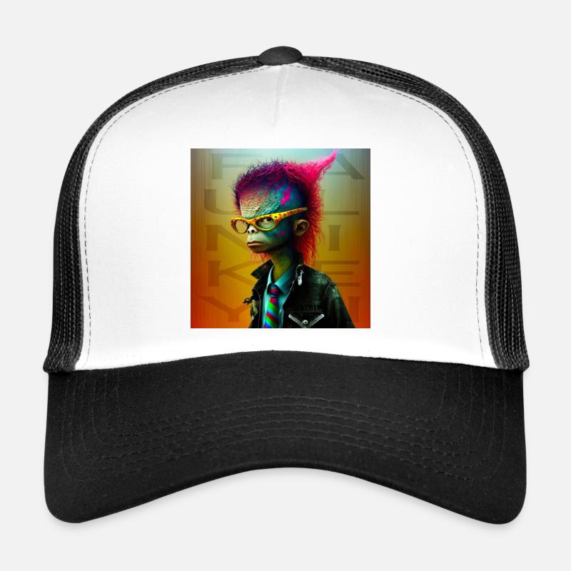 funky alien 05 - Casquette trucker  - blanc/noir
