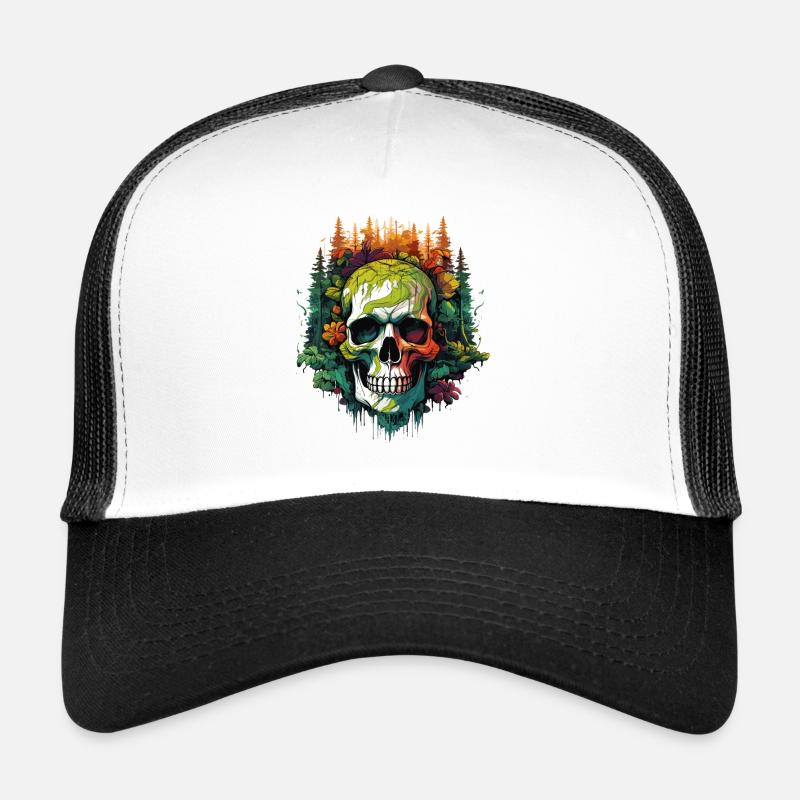 Rainbow Skull in the Jungle - Trucker Cap - white/black