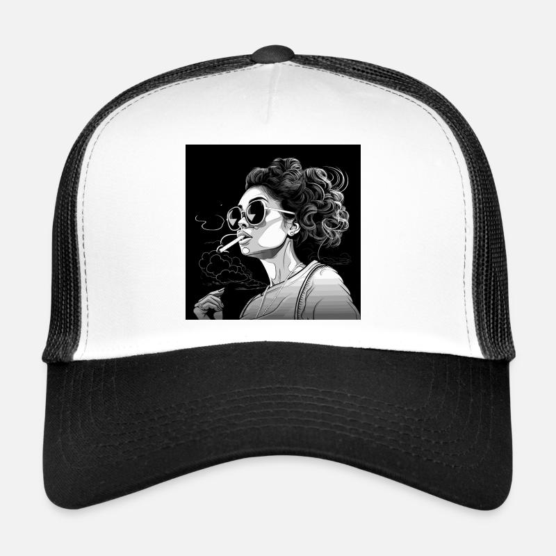 Frau mit Sonnenbrille Trucker Cap