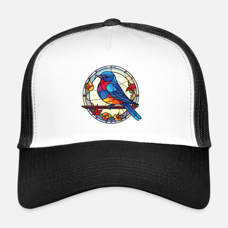 Blauer Vogel Bunte Aquarell-Tierillustration Trucker Cap