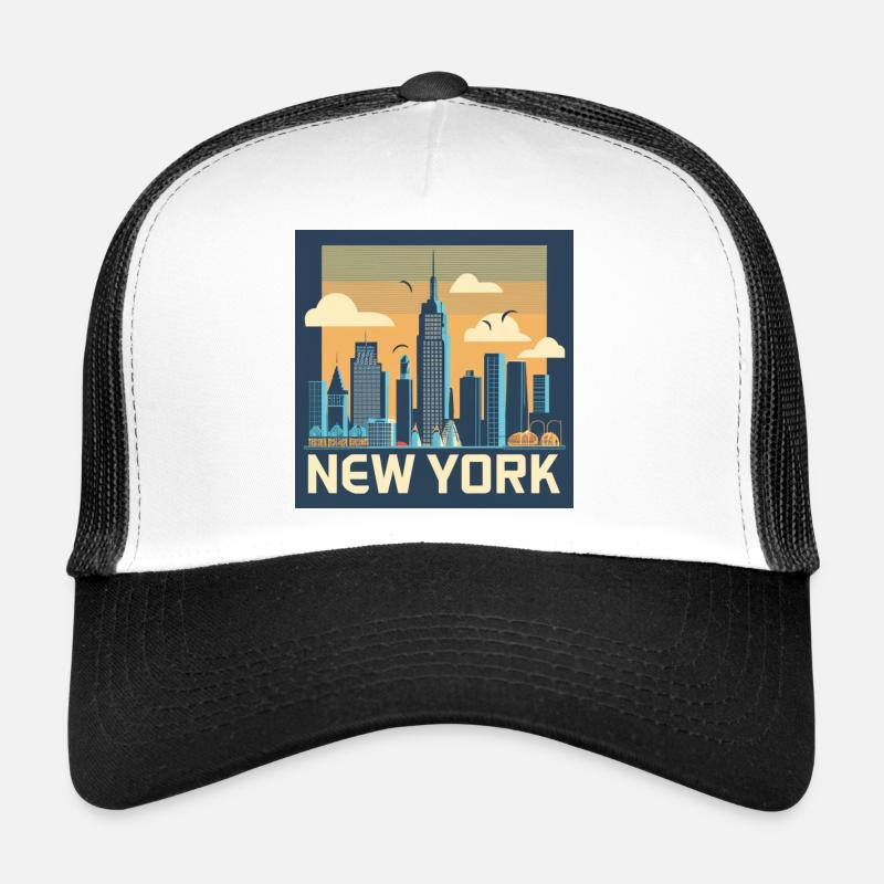 Imprimé rétro New York Skyline Casquette trucker 