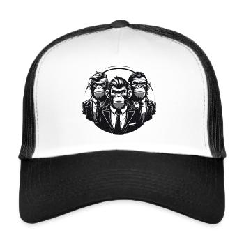 Les trois singes en costume - Casquette trucker  - blanc/noir - Devant