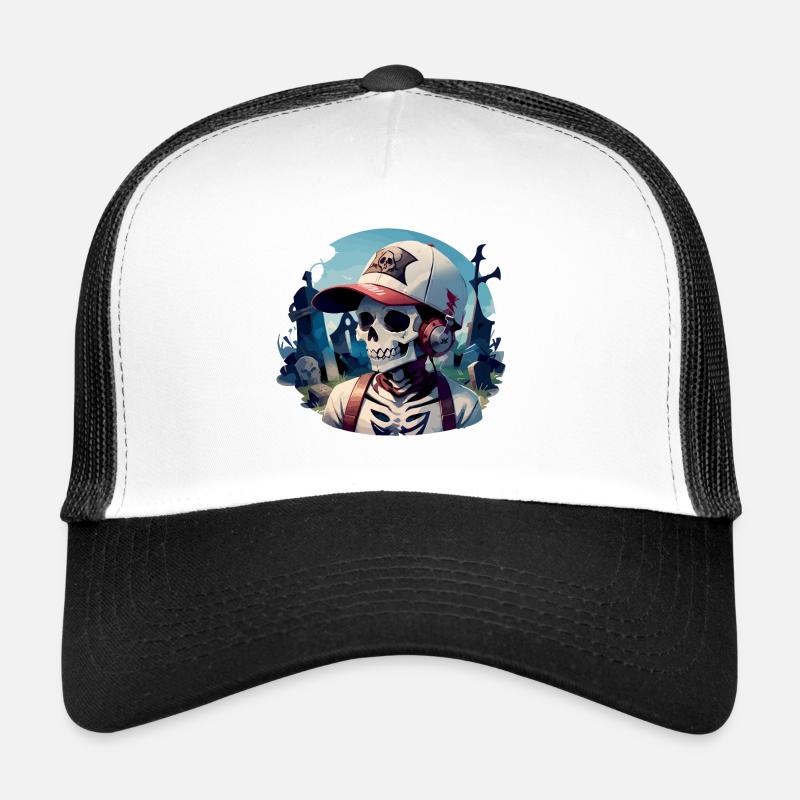 Friedhofsschädel mit Kopfhörern Trucker Cap