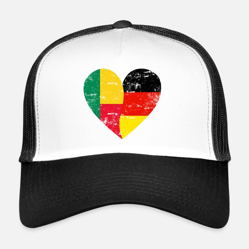 Benin Germany Flag Heart Trucker Cap