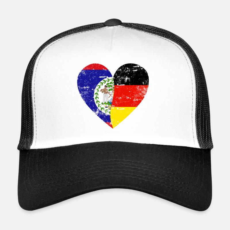 Belize Germany Flag Heart Trucker Cap
