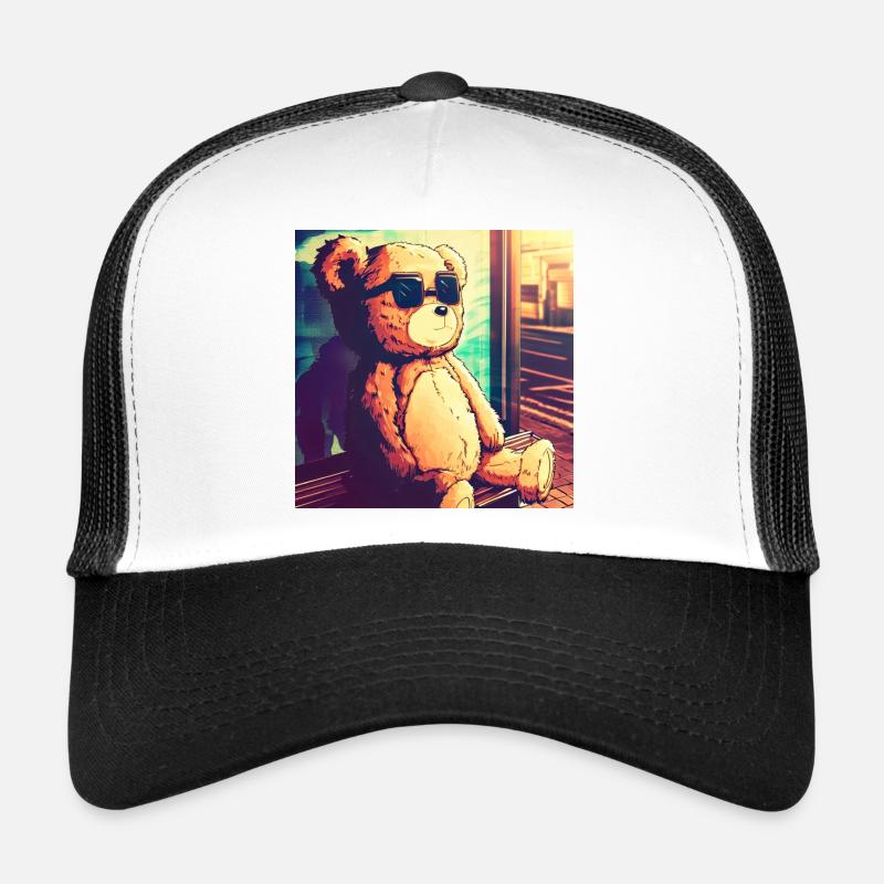 Teddy on Bus Trucker Cap