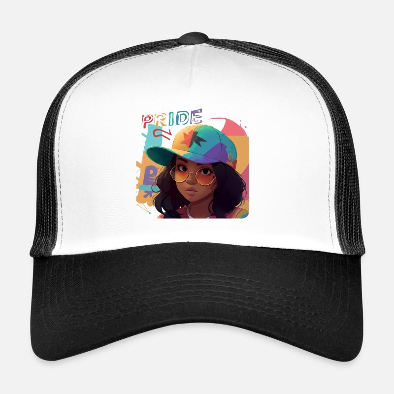 Stolze Schwarze Frau - Trucker Cap - Weiß/Schwarz