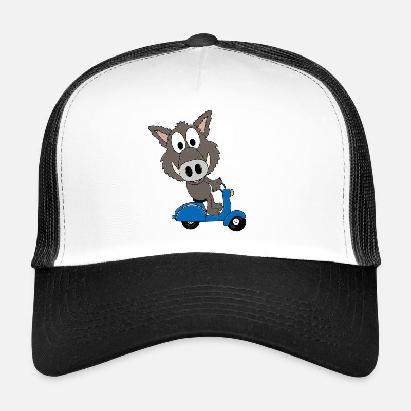 WILDSCHWEIN - ROLLER - TIER - TIERISCH - Trucker Cap - Weiß/Schwarz