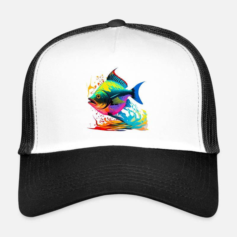 Poisson couleur - Casquette trucker  - blanc/noir