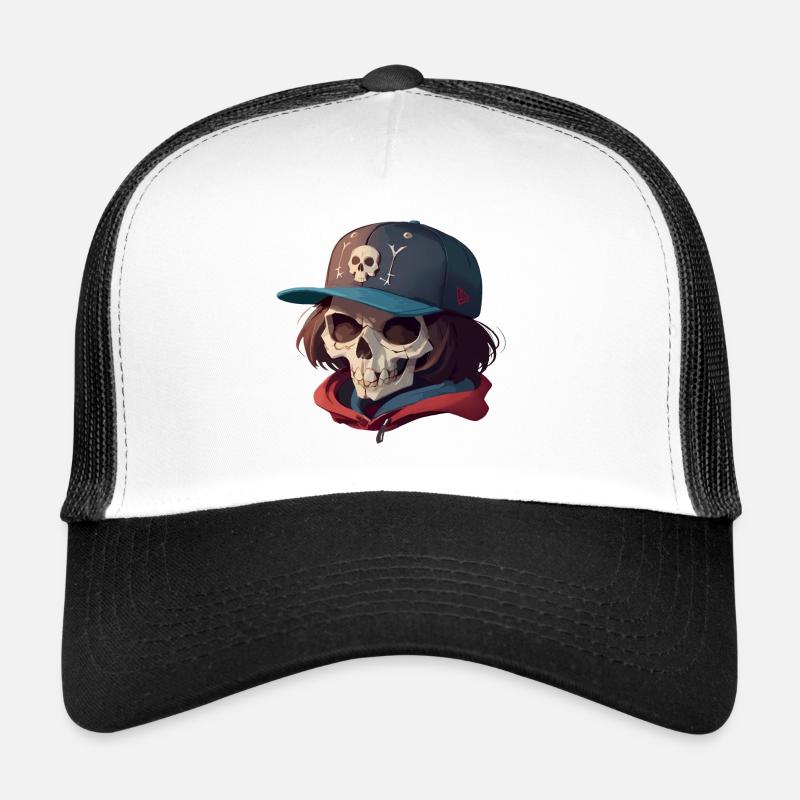 Skull with Long Hair Trucker Cap