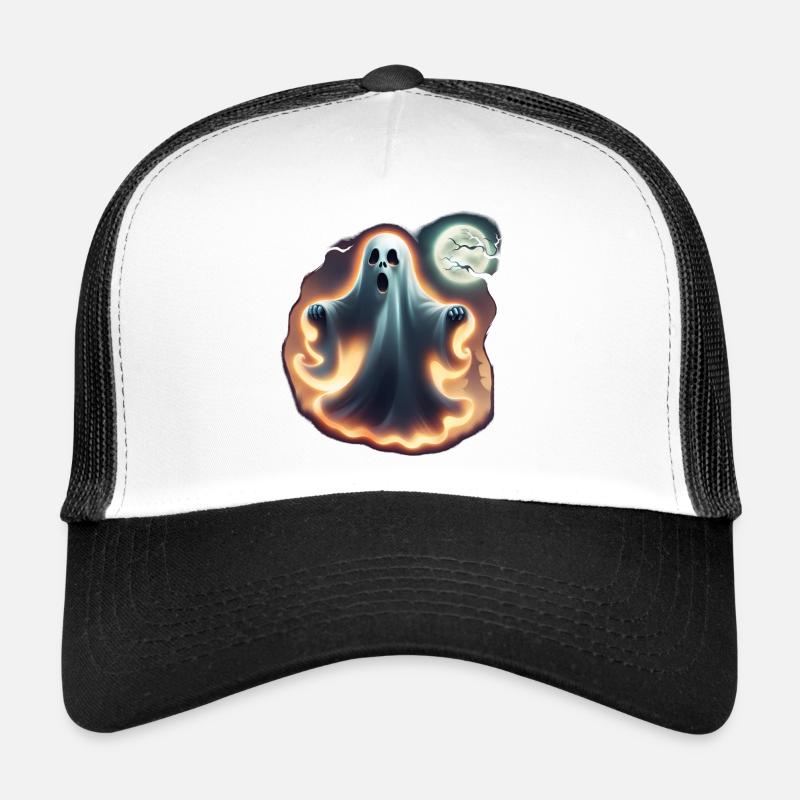 Halloween Ghost - Printflow - Trucker Cap - Weiß/Schwarz