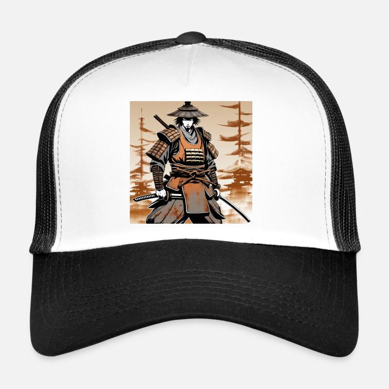 Samurai im Ocker-Rüstungsstil Trucker Cap