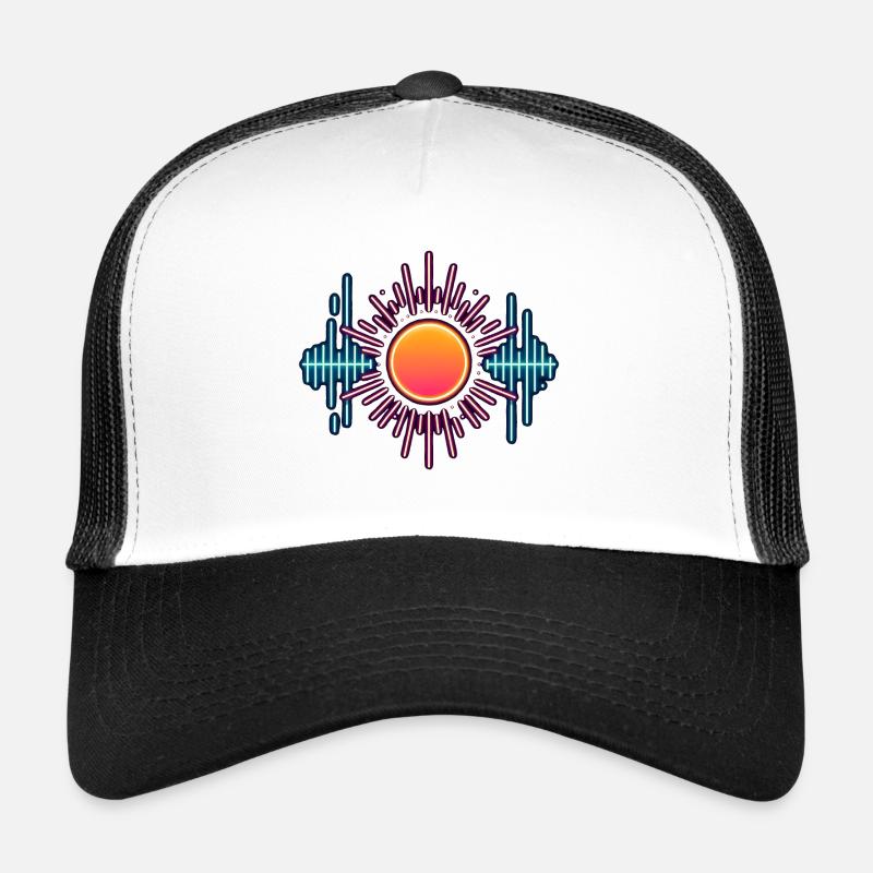 Ondes sonores de soleil au néon Casquette trucker 