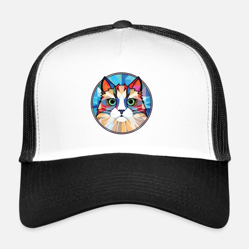 Ragdoll Cat Breed Illustration aquarelle colorée Casquette trucker 