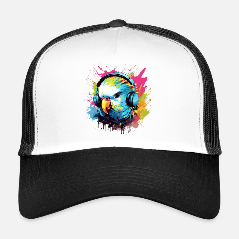 Perruche avec écouteurs Perruches Bird Casquette trucker 