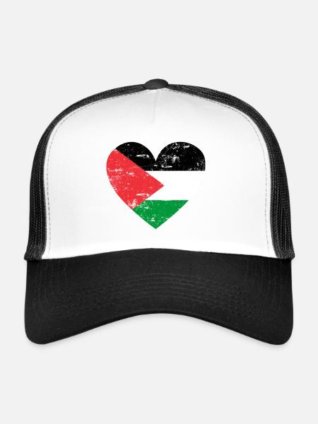 Palestine Flag Heart - Trucker Cap - white/black - Front