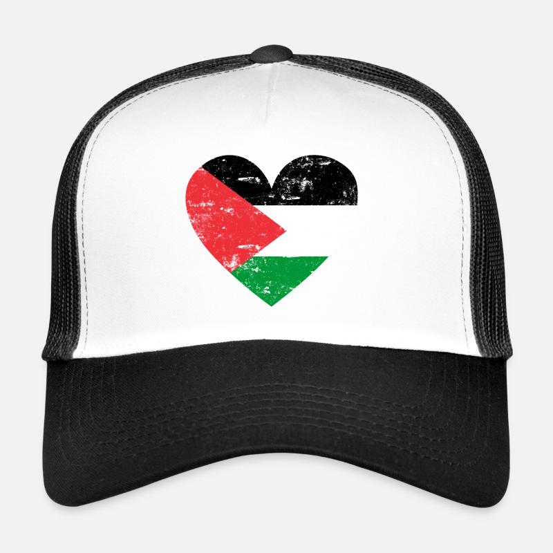 Drapeau de la Palestine coeur Casquette trucker 