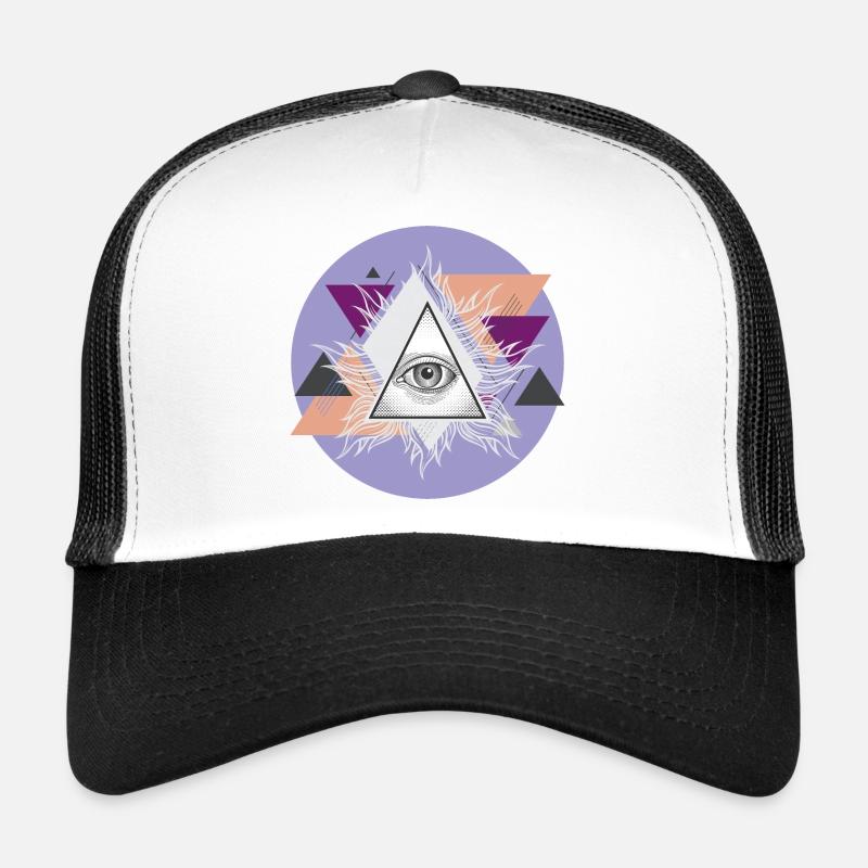 Oeil triangulaire géométrique avec auras - Casquette trucker  - blanc/noir