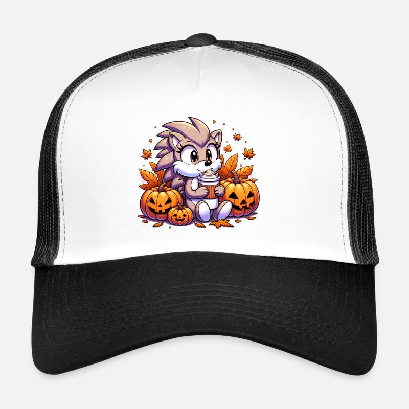 Igel trinkt Halloween - Trucker Cap - Weiß/Schwarz
