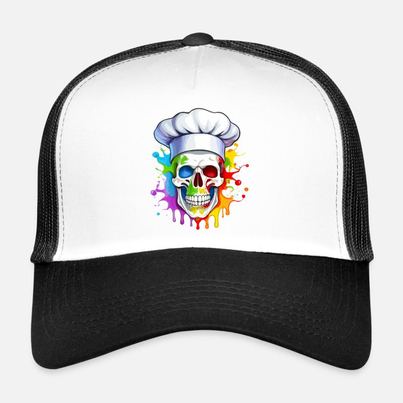 Skull with Toque - Trucker Cap - white/black
