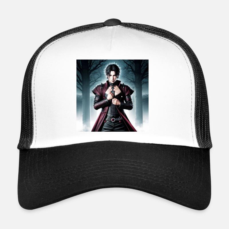 Gothic Vampirheld im Mantel Trucker Cap