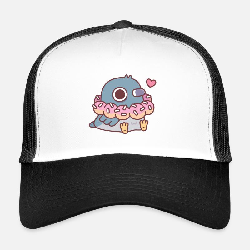 Cute Chubby Pigeon With Donut Necklace Funny Trucker Cap