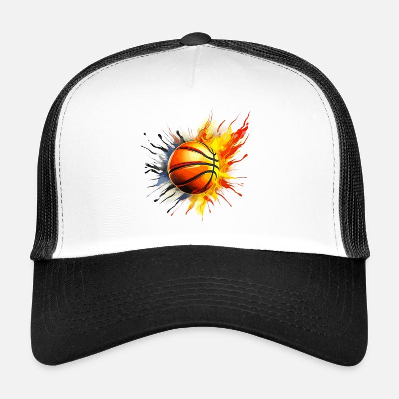 Stilvoller Basketball - Trucker Cap - Weiß/Schwarz