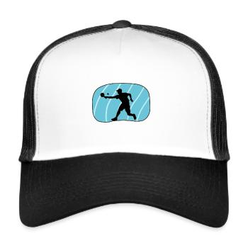 Joueur de pickleball Tennis Pickleball Raquette - Casquette trucker  - blanc/noir - Devant