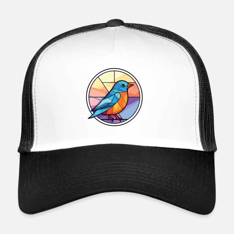 Blauer Vogel Buntes Aquarell Tier Illustration Trucker Cap